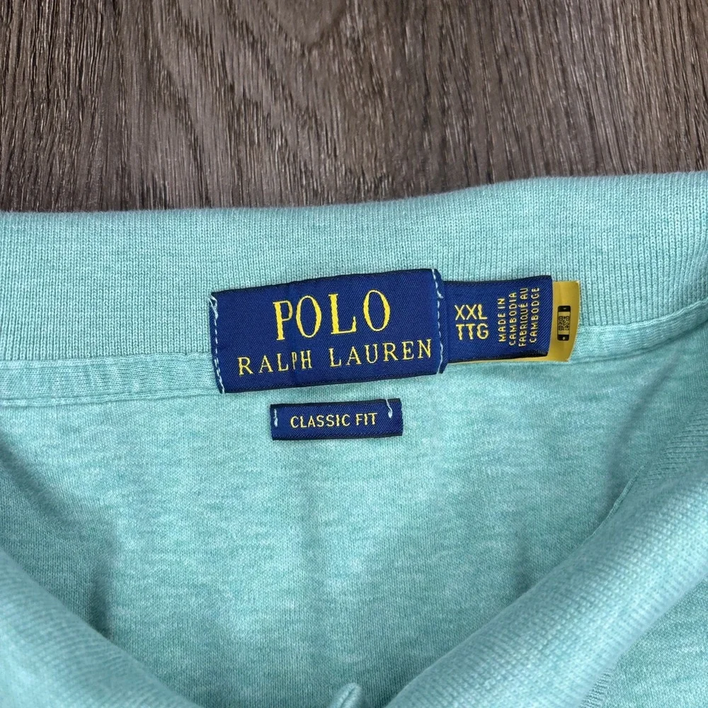 Polo Ralph Lauren Polo Shirt Men's Size XXL Classic Fit Soft Touch Palm Green‎